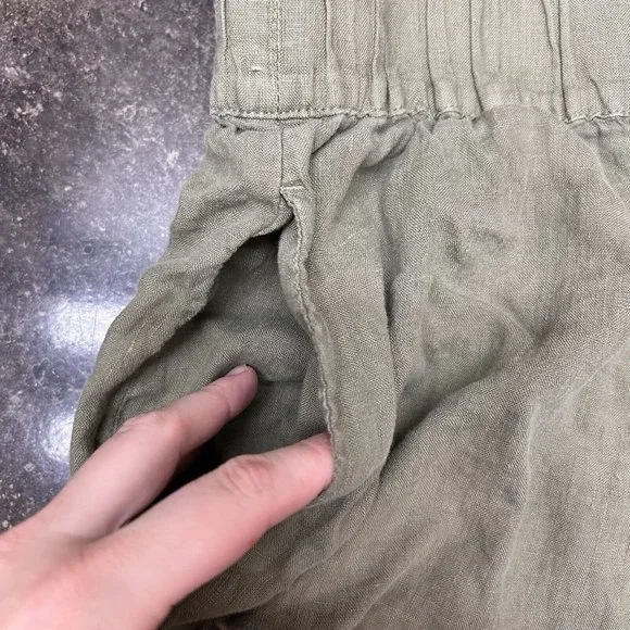 Lou and Gray Olive Green 100%  Linen Preppy Pullon Shorts Size XL - Picture 2 of 4